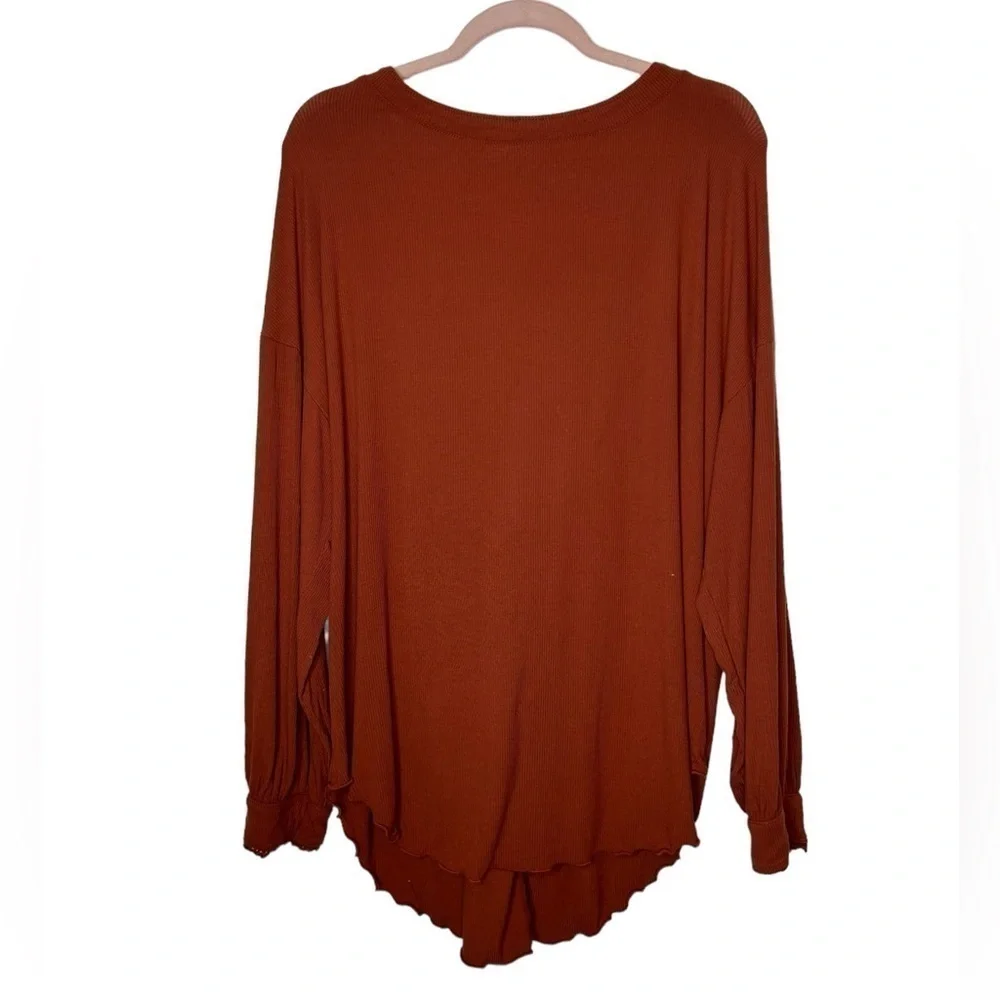 Free People Shimmy Shake Rust Orange Long Dolman Sleeve Open Back Top Medium